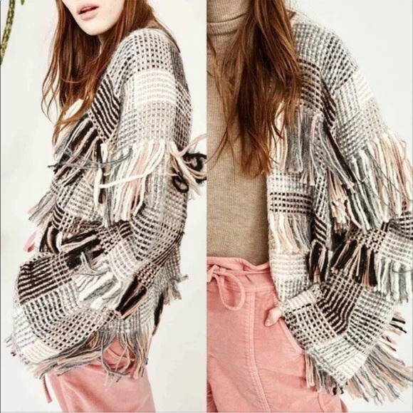 Ulla Johnson Elena Plaid Fringe Cardigan Wrap Mixte Women's Size S petite fall - Picture 2 of 10